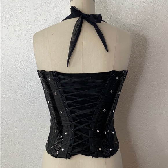 Guess Marciano Black Rhinestone Sequin Corset M - Picture 2 of 8